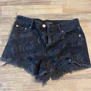 Coca-Cola × AERO Vintage High Rise Distressed Denim Shorts – Size 0